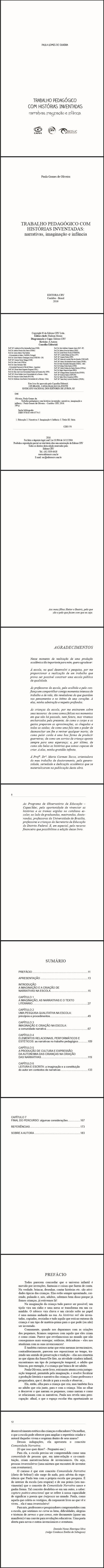 TRABALHO PEDAGÓGICO COM HISTÓRIAS INVENTADAS:<br>narrativas, imaginação e infância